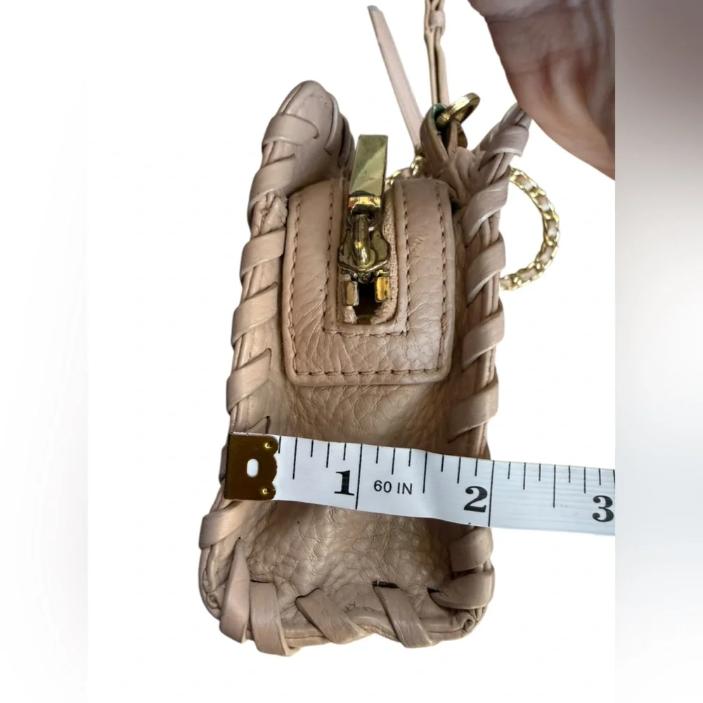 Tory Burch Cream‎ Pebbled Leather Whipstitch Crossbody Bag Blush Pink Gold Chain